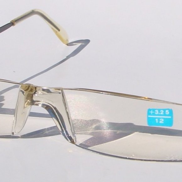 (NWT) Vintage 90's Rectangle Rimless Half Frame Reading Sunglasses +2.25 (Brown) - Picture 1 of 4